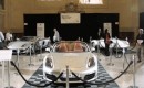 Porsches on display in New York's Grand Central Station