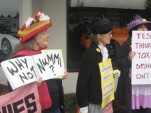 Raging Grannies Protest Tesla