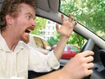 Road rage driver expresses his displeasure