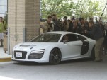 Robert Downey Jr., as Tony Stark, drives the Audi R8 e-tron - image: Audi