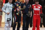 Rosberg, Webber, Adrian Newey and Alonso on the Monaco podium - courtesy Red Bull Racing
