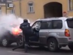 Russian drunk driver meets street justice