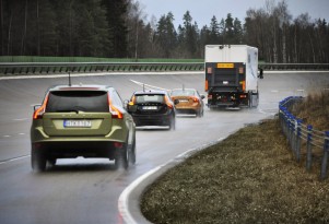 SARTRE self-driving cars during testing