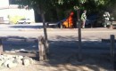 Screen capture from video by Aaron Wood of fire in 2012 Fisker Karma in Wooside, CA, August 2012