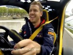Sebastian Vettel driving the Renault Twizy F1 concept