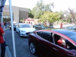 Six 2012 Tesla Model S cars at "Get Amped" introductory drive event [photo: George Parrott]