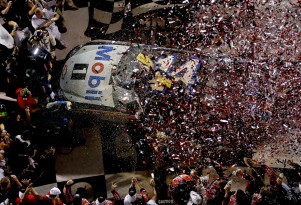 Stewart's car engulfed in confetti at Daytona International Speedway - NASCAR photo