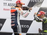 Stoner sprays Dovizioso on Assen MotoGP podium- Bridgestone photo