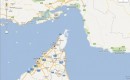 Strait of Hormuz, between Iran and U.A.E., as shown on Google Maps