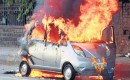 Tata Nano in flames, Mumbai, India, from Indian Autos Blog