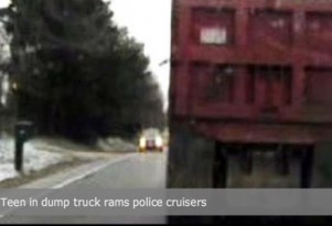 Teen driving stolen dump truck