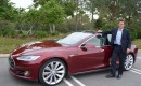Tesla Model S owner David Metcalf after covering more than 400 miles [photo: Gene Kruckemyer]
