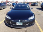 Tesla Model S with DISRUPT license plate, March 2013 [photo: Sam Villella]