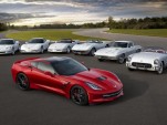 The 2014 Corvette Stingray poses with its elders - image: GM Corp