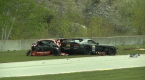 The aftermath of David Pintaric's SRT Viper Cup crash.