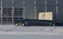 The Dutch-built electric Superbus in the snow.