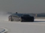The electric-powerd Superbus undergoes winter systems testing.