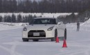 The Nissan GT-R shows its snow-driving capabilities