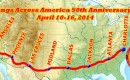 The route for Mustangs Across America's 50th Anniversary tour