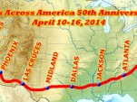 The route for Mustangs Across America's 50th Anniversary tour