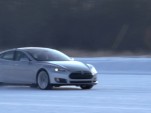 The Tesla Model S in winter testing.