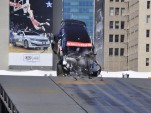 Toomas Heikkinen's car noses into the ramp - Anne Proffit photo