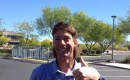 Travis Pastrana wearing a mullet given by Jimmie Johnson