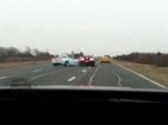 Two Chevrolet Corvettes collide when one driver loses control