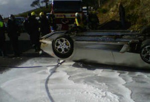 Upside down Lamborghini Murcielago Roadster in South Africa