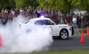 Utah Highway Patrol car does burnout for charity
