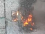 Van catches fire after getting stuck in Chicago snow
