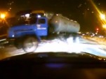 Video footage of a train crashing into a truck