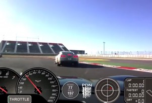 View from the cockpit of a C6 Corvette ZR1 at the Circuit of the Americas