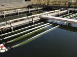 Wastewater & biofuel algae circulate through floating photobioreactors at San Francisco plant / NASA