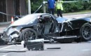 Wreckage of a fatal Pagani Zonda crash in the UK - Image courtesy Watford Observer