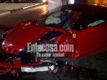 Wreckage of a Ferrari 458 Italia that crashed in the Dominican Republic