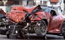 Wreckage of a Ferrari 599 GTO involved in a crash in Singapore