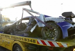 Wreckage of a Gemballa Racing McLaren MP4-12C GT3