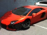 Wreckage of a Lamborghini Aventador LP 700-4 that crashed in Dubai