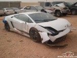 Wreckage of a Lamborghini Gallardo LP 570-4 Superleggera that crashed in Riyadh, Saudi Arabia
