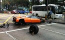 Wreckage of a Pagani Zonda F that crashed in Hong Kong