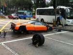 Wreckage of a Pagani Zonda F that crashed in Hong Kong