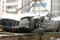 Wreckage of Aston Martin One-77 that crashed in Hong Kong - Image courtesy Weibo