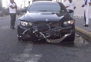 Wreckage of BMW M3 driven by Usain Bolt - Image courtesy Go-Jamaica