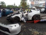 Wreckage of double Nissan GT-R crash in Malaysia - Image courtesy of Wrecked Exotics