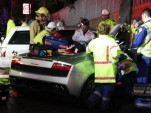 Wreckage of Lamborghini Gallardo that collided with taxi - Image courtesy of NSW Police