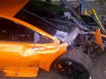 Wreckage of Lamborghini Murcielago LP 670-4 SV that crashed in Indonesia