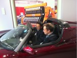 Elon Musk Shows Akio Toyoda 2011 Tesla Roadster Sport 2.5