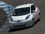 2011 Nissan Leaf Proves It Can Tackle Laguna Seca: Video Nissan Leaf on track at Laguna Seca. Photo via MyNissanLeaf forum member nader.