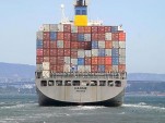 San Francisco Bay cargo ship, by Flickr user Bernard Garon